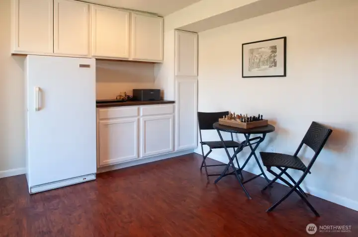 Family room sports a countertop and welcome storage. Family room sports a countertop and welcome storage.