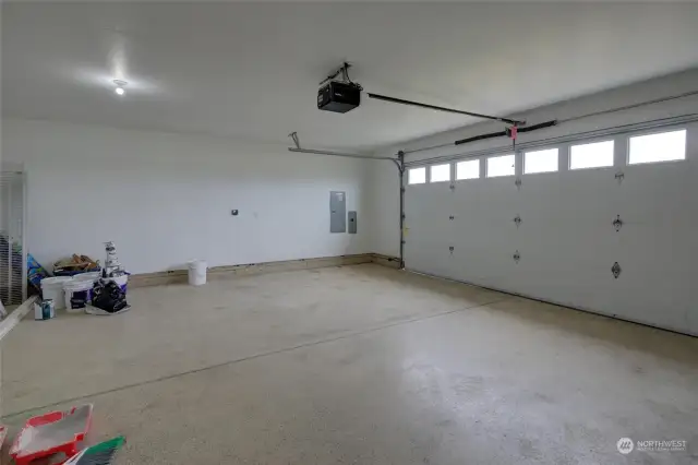 Oversized, finished garage.