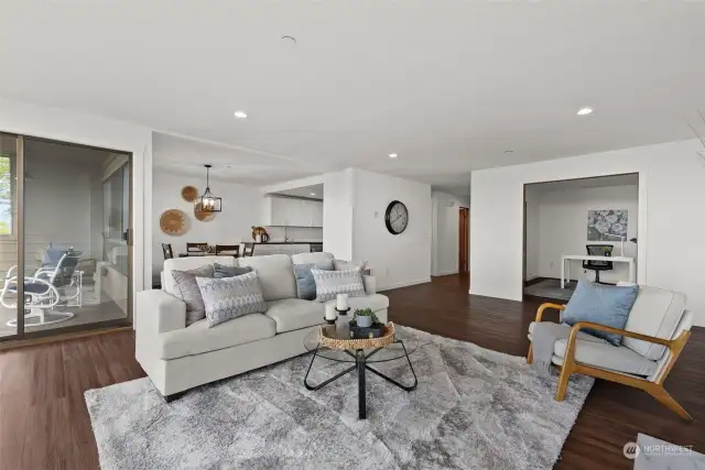 Sliding doors off the living room lead to a covered balcony where you can enjoy the outdoors.