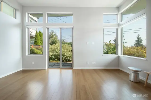 High ceiling and loads of natural light. Sliders lead to front patio.