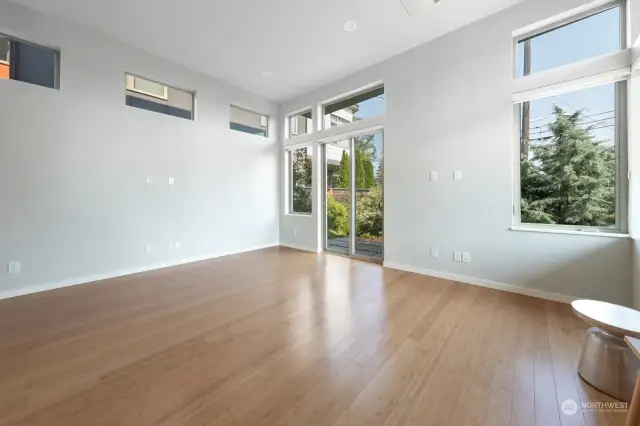 Expansive living room opens to patio.