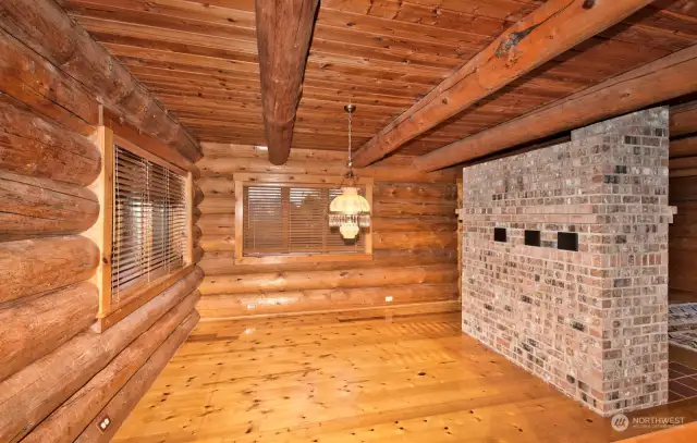 Dining room ~ Check out the vintage hanging light fixture!