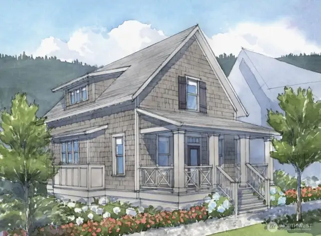 Rendering of the Sage showing upgraded cedar shingle siding