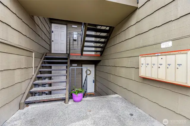 Mailbox conveniently located at front door entrance