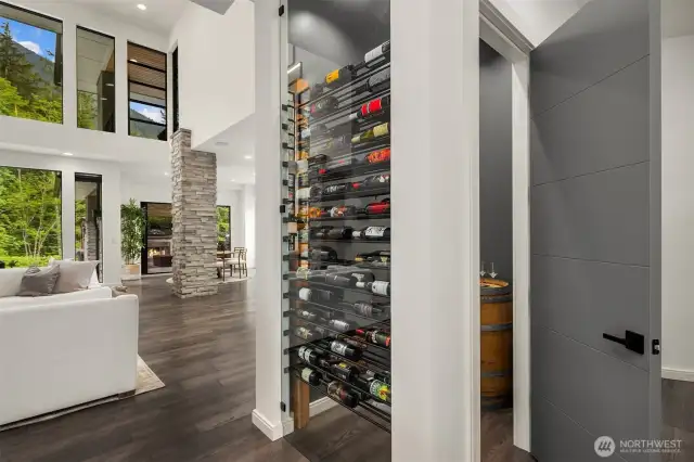 Your guests are sure to be impressed by your wine collection stored in your cool architectural custom wine room.