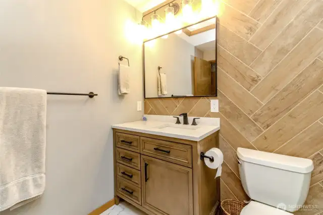 Modern tiled Primary bath