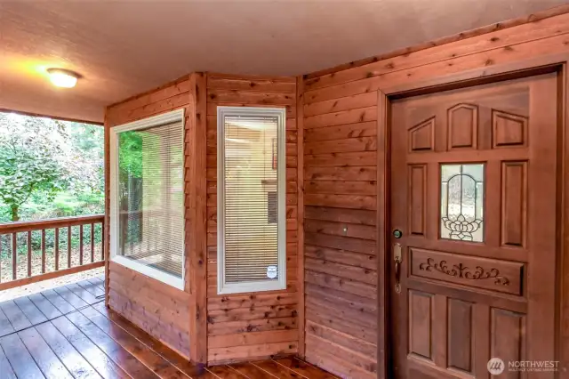 Cover porch with beautiful cedar ceiling