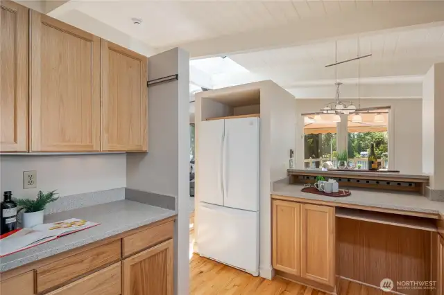Remodeled kitchen with plenty of cabinets and counter space.