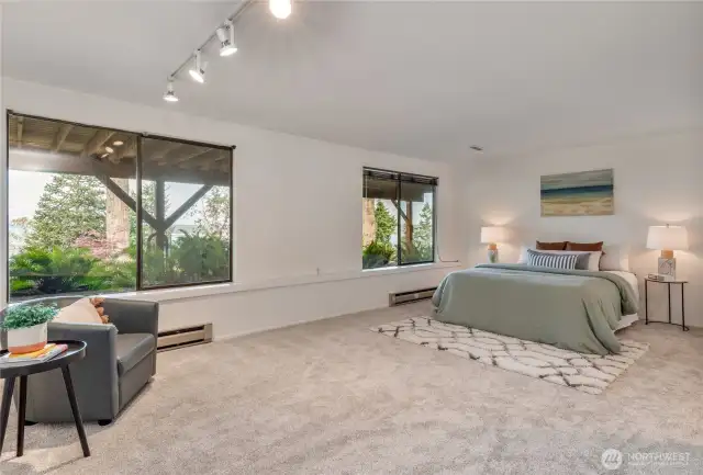 Lower level bedroom with water views.
