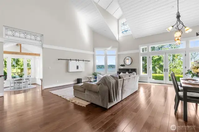 Soaring unique Cathedral ceilings in the main room and off kitchen.