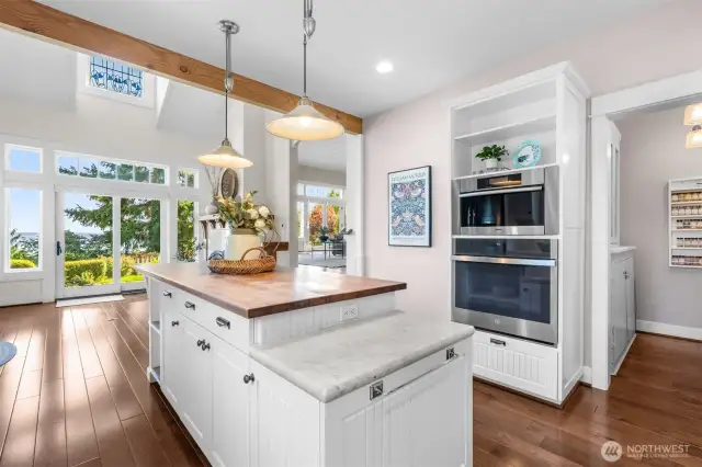 Walk-in pantry with custom built-ins.