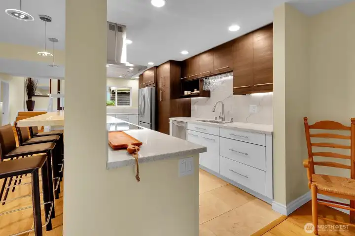 Kitchen as seen from outdoor dining