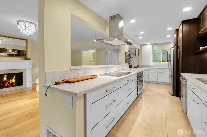 High-tech configuration for high-quality cabinets and quartz countertops.  Featuring INDUCTIVE  -based cooktop surface