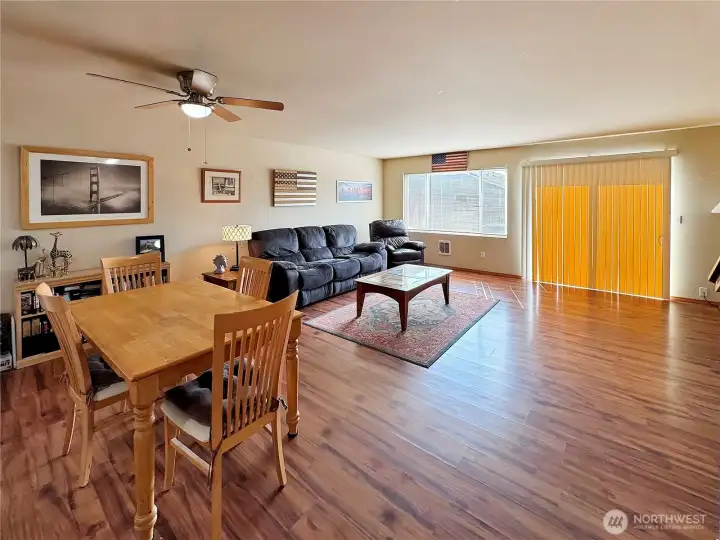 Open concept-dining and living areas