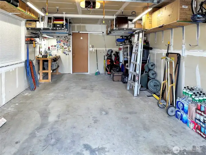 One car garage, with opener and work bench