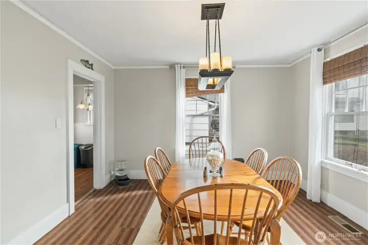 Dining room and entrance to kitchen