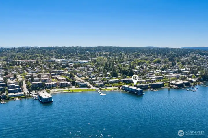 Near major tech hubs, this top-floor waterfront home offers added privacy and a lifestyle that feels like a vacation every day.