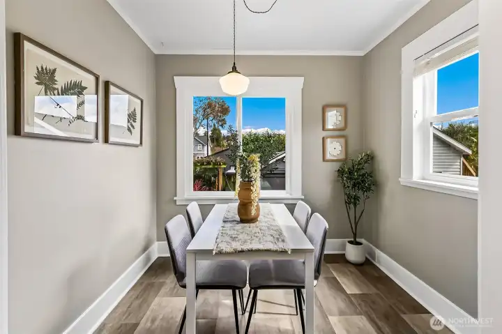 Period lighting and 6" baseboards add to the charm!