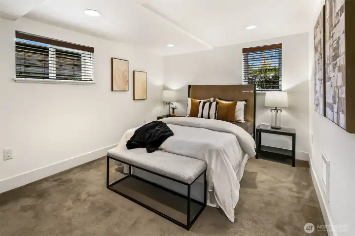 One of two bedrooms on the lower level.