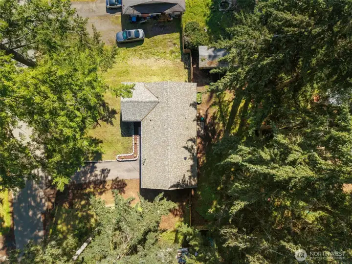 Well placed on the lot, the home sits back enough from the road for privacy but leaves plenty of space in the backyard.