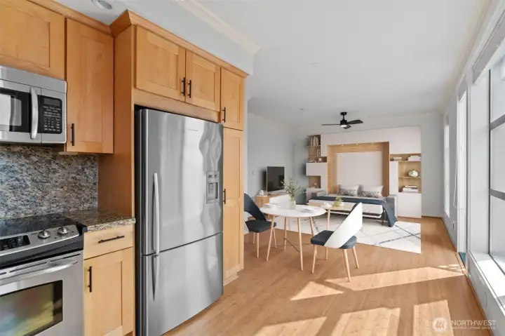 Virtually staged Murphy bed option