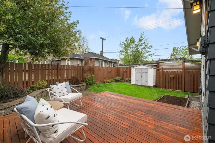 Serene backyard space.