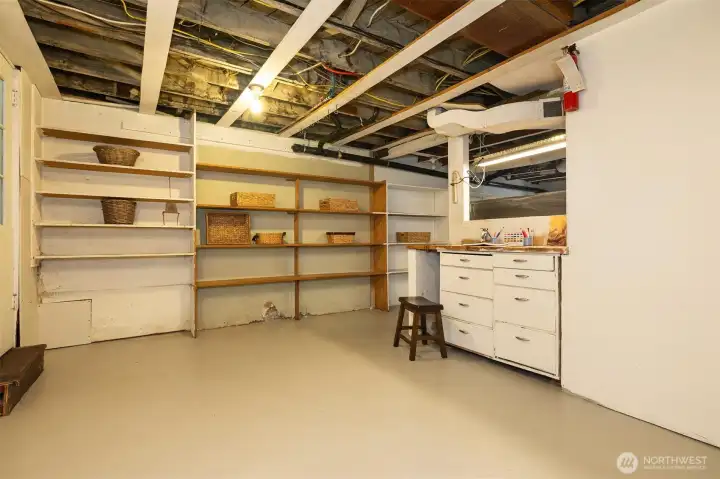 Plenty of storage space in the lower level, along with the utility and laundry room
