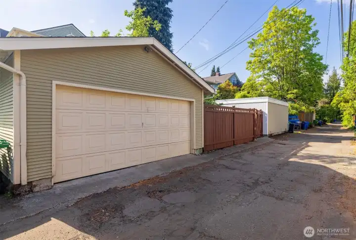 Newer 2 car garage off the alley.