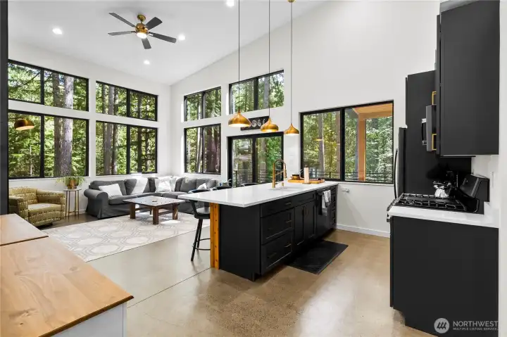 Stunning high ceilings and open concept.