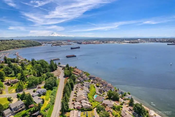 Breathtaking panoramic views of Commencement Bay, the Tacoma skyline, and Mount Rainier.