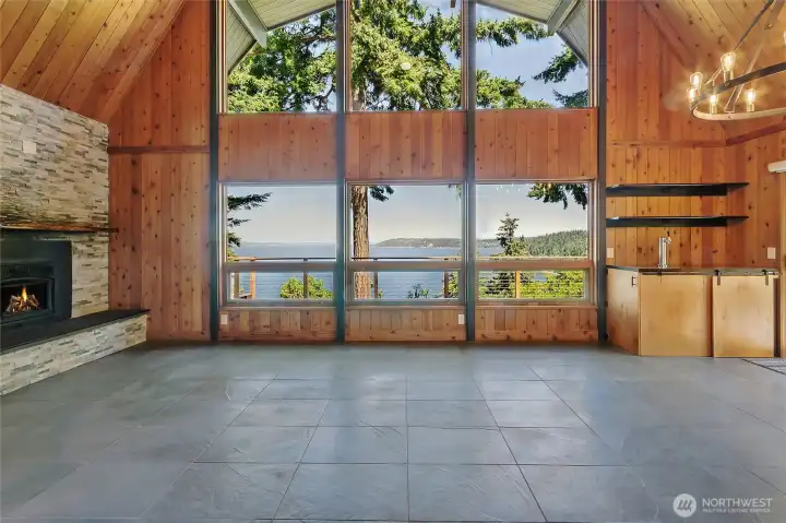 Living area facing the water