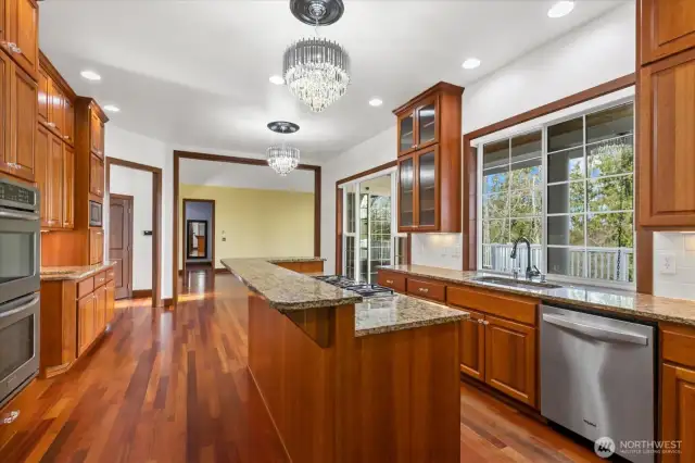 Granite counter tops, high-end stainless appliances and custom LED chandeliers.