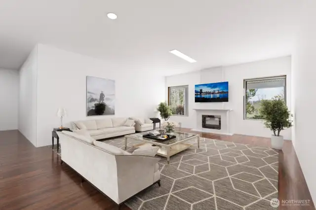 Virtually staged. The lower level has been thoughtfully designed as a mother-in-law suite, accommodating multi-generational living. It features separate entrances and provisions for an elevator leading to the main floor.