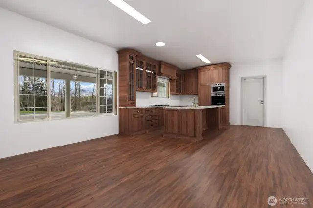 Virtually staged. Spanning 2,368 square feet, this lower-level basement is framed, wired, and plumbed for a kitchen, two spacious bedrooms and two bathrooms, along with the addition of a cozy fireplace.