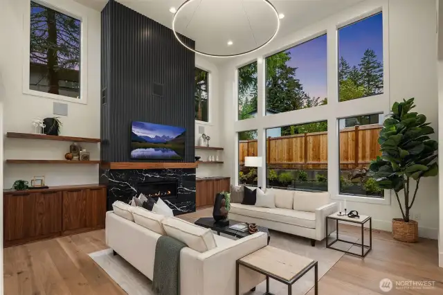 2 Story Great Room that overlooks the private backyard