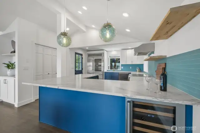 Main Kitchen with Subzero fridge and wine fridge