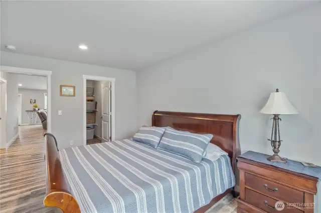 guest bed with walk-in closet