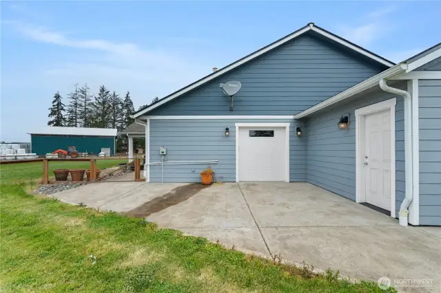 side lawn mower garage door