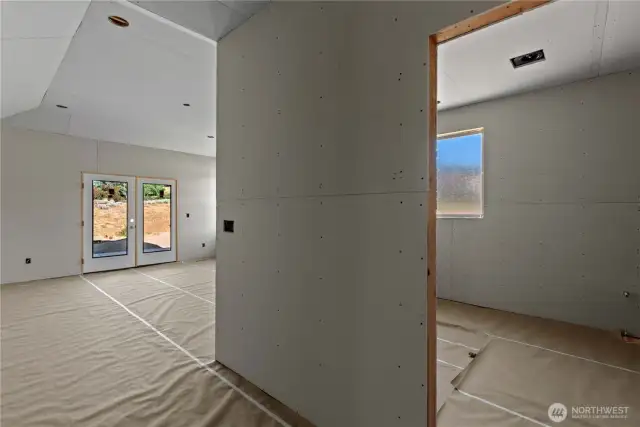 Primary suite looking in to bath
