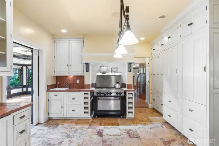 Spacious kitchen; add a butchers block table to the center for a great gathering space.