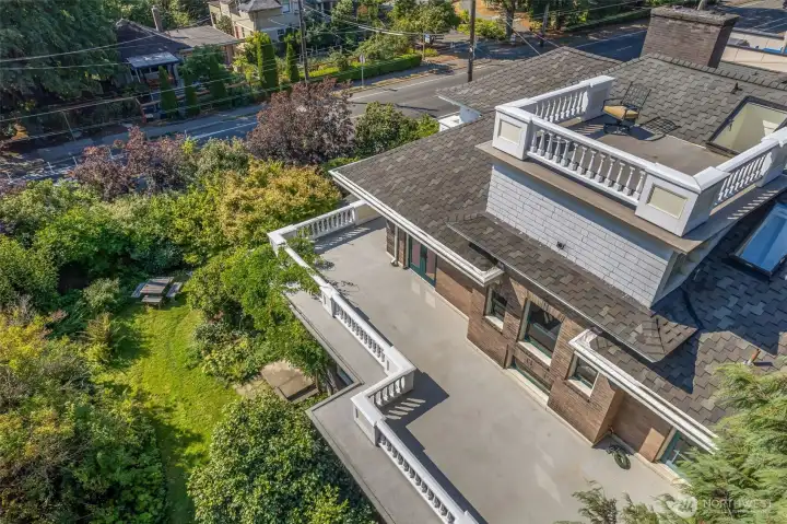 South facing rooftop terrace is an incredible space to spent time. Also notice the special widow's walk on the top of the house; accessed via a ladder from the top floor.