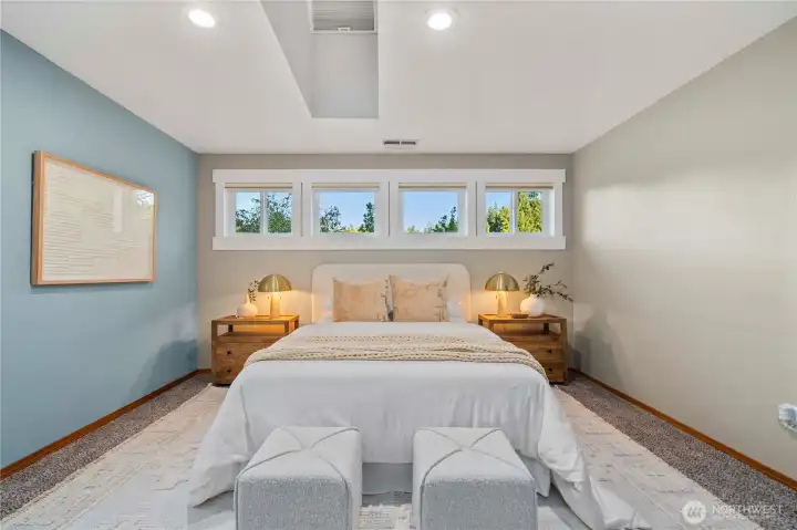 Spacious and serene primary bedroom