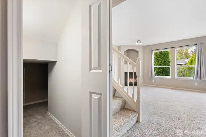 Large storage closet New carpet & new paint throughout