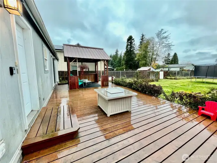 View of deck, yard and gazebo