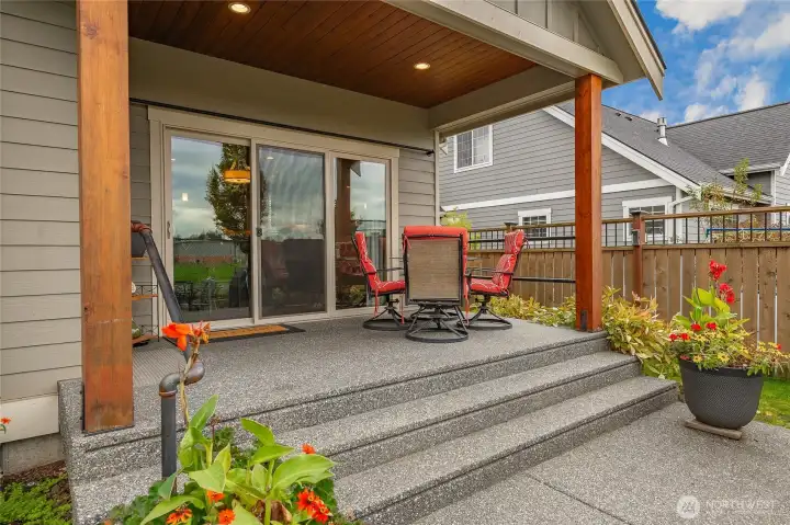 Covered back patio just outside of dining room.