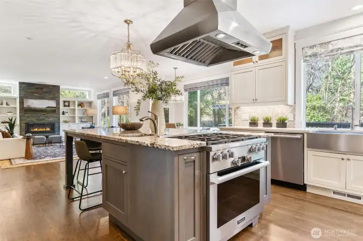 Stainless steel Miele 6-burner gas stove and premium granite countertops