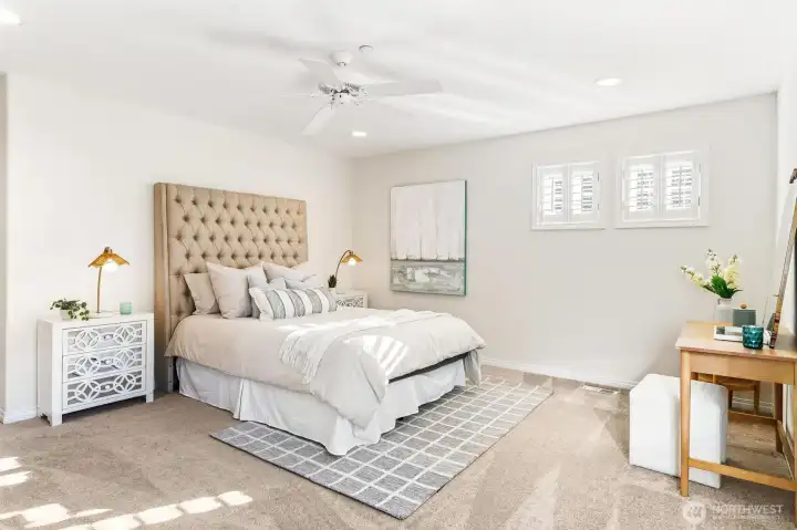 2nd Spacious bedroom adjacent to hall bathroom, light and bright sunny room with WIC.