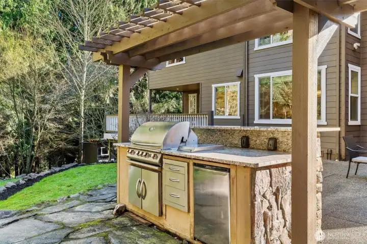 Built-in backyard BBQ with New Trellis