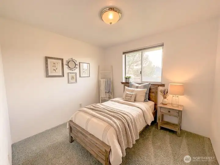 2nd Bedroom is on the backyard side of the home. Virtually staged