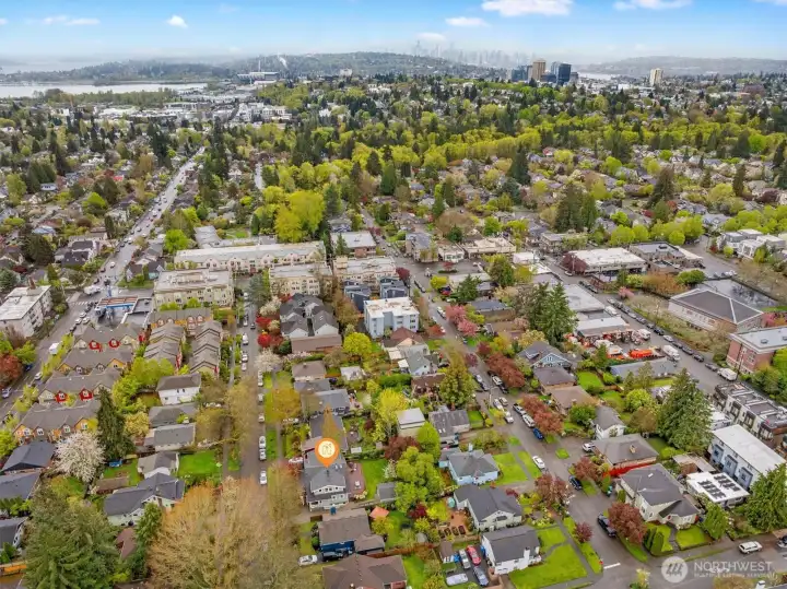 Aerial photo looking south. You can see Portage Bay, Husky Stadium and downtown from this photo. Coveted Ravenna neighborhood short distance to Children's Hospital, UW, Amazon, downtown and 520. And located in the #1 sought after school cluster!